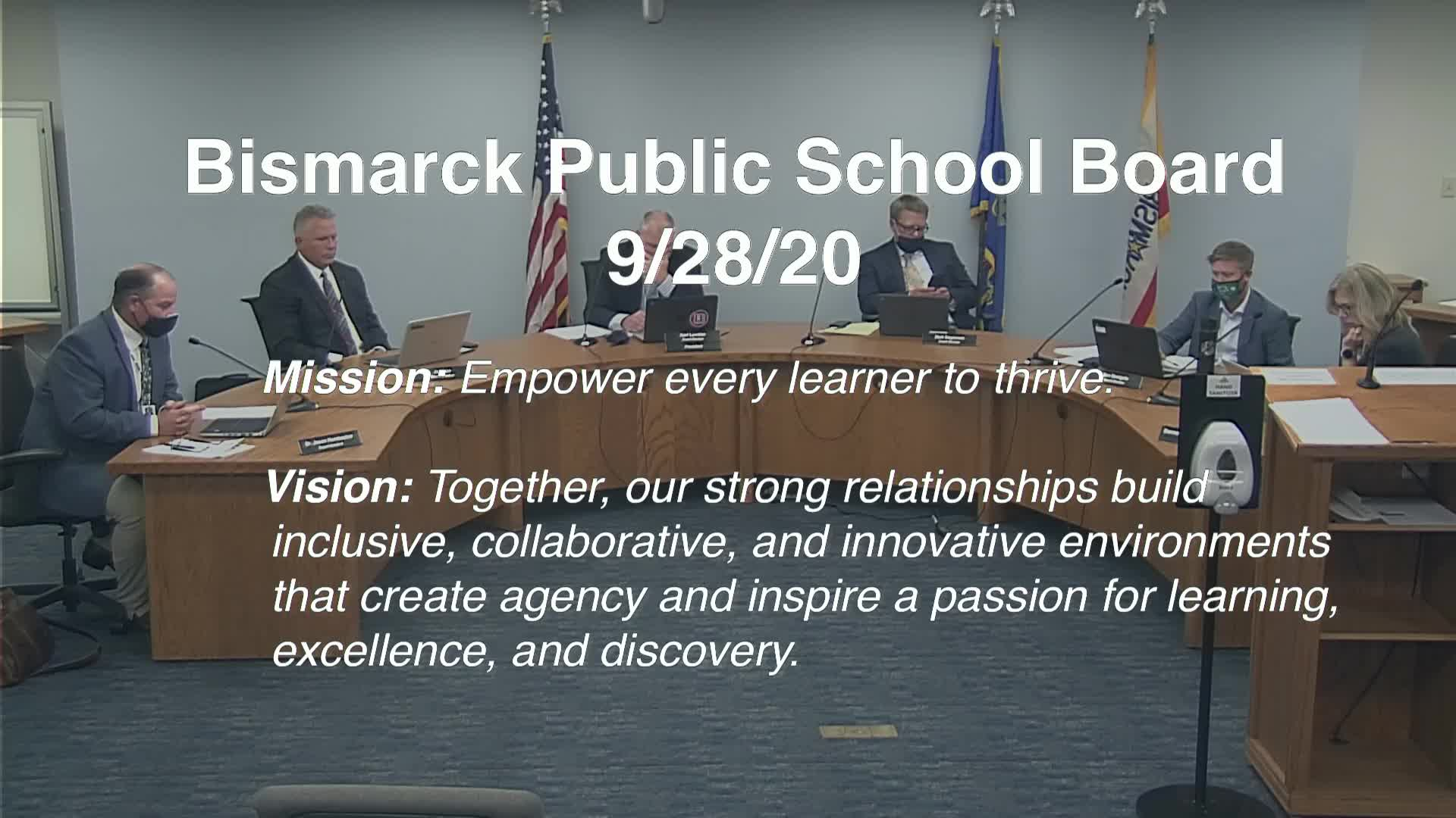  Bismarck School Board Meeting Replay 9/28/20