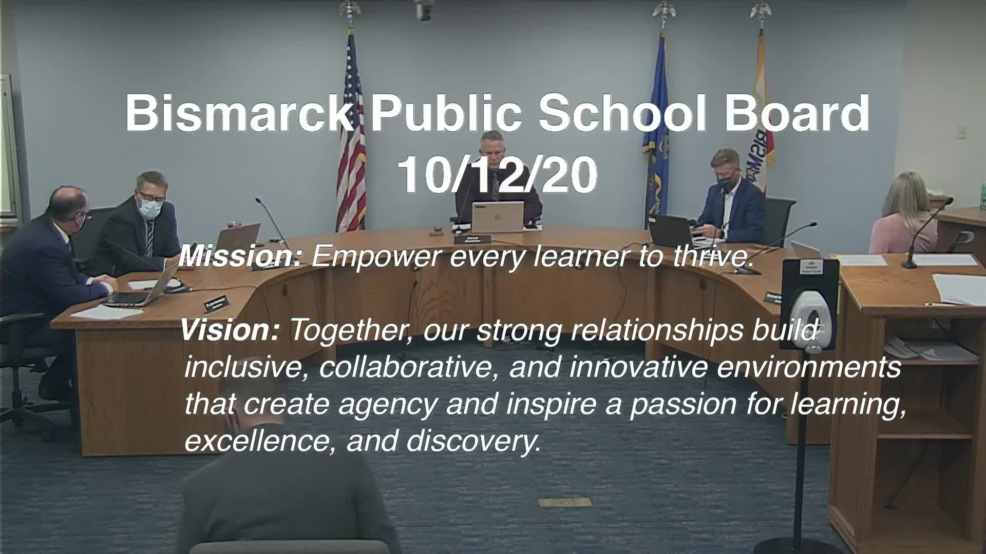 Bismarck School Board Meeting Replay 10/12/20