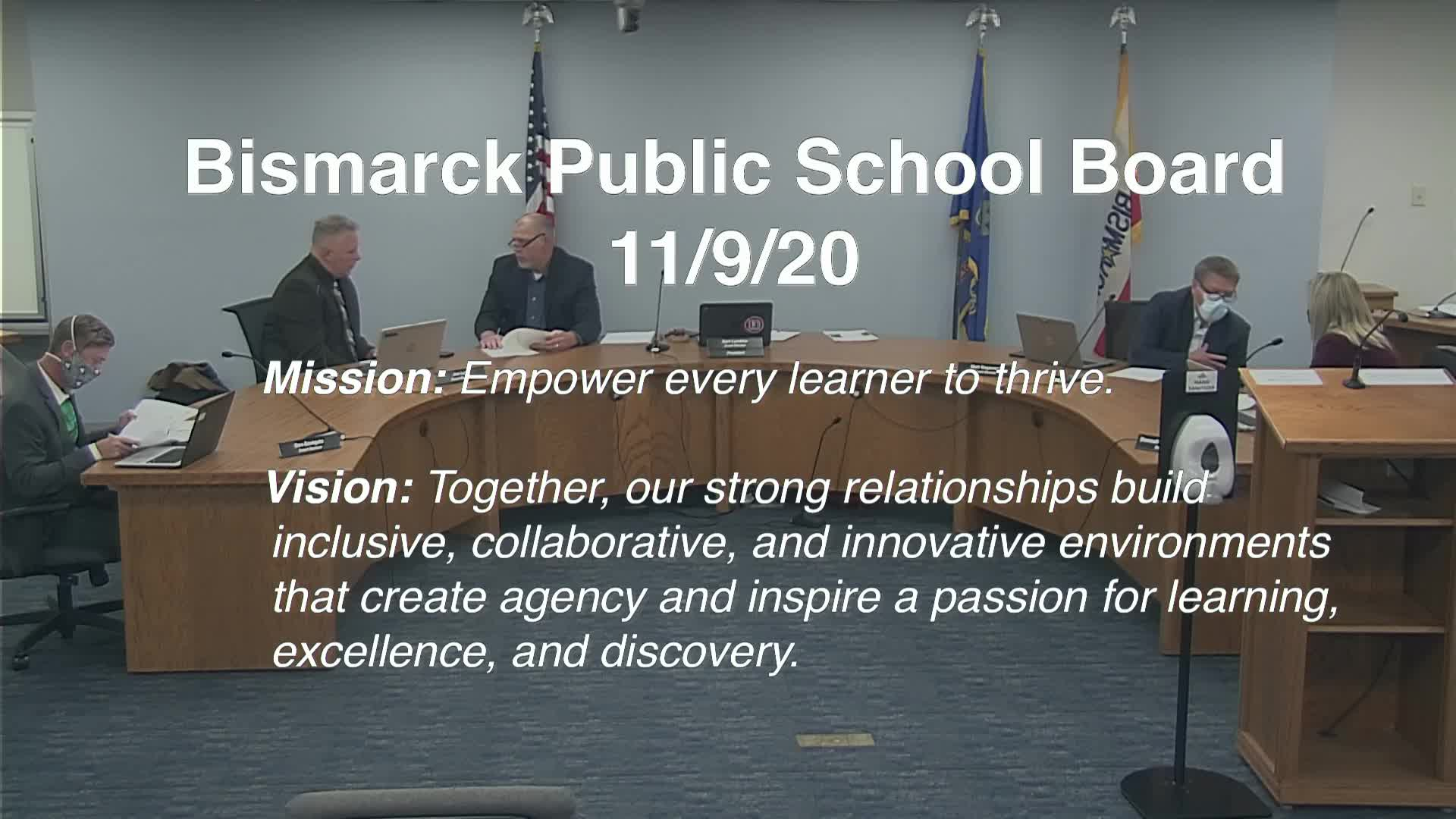 Bismarck School Board Meeting Replay 11/9/20