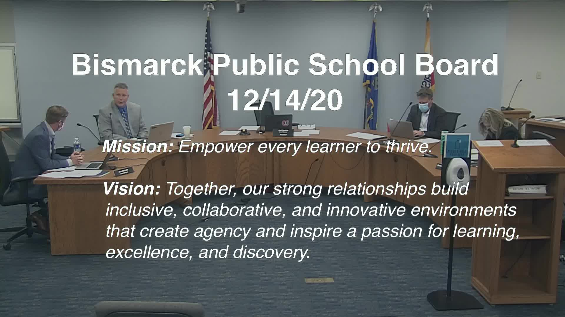 Bismarck School Board Meeting Replay 12/14/20